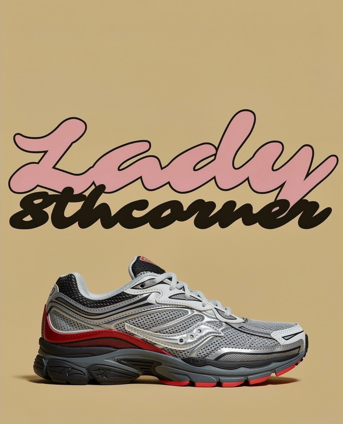 Saucony Omni 9 gris / noir / rouge – sneakers rétro running femme