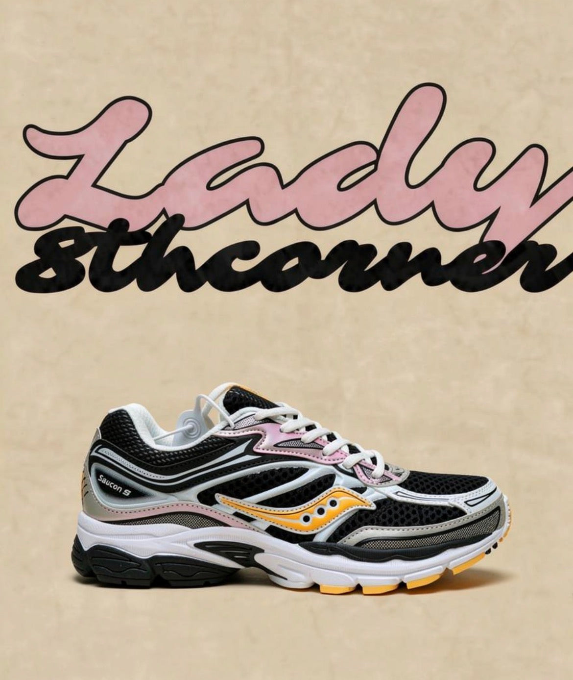 Saucony Omni 9 noir / gris / orange / rose – sneakers rétro running femme