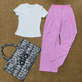 Ensemble t-shirt + pantalon large · Rose